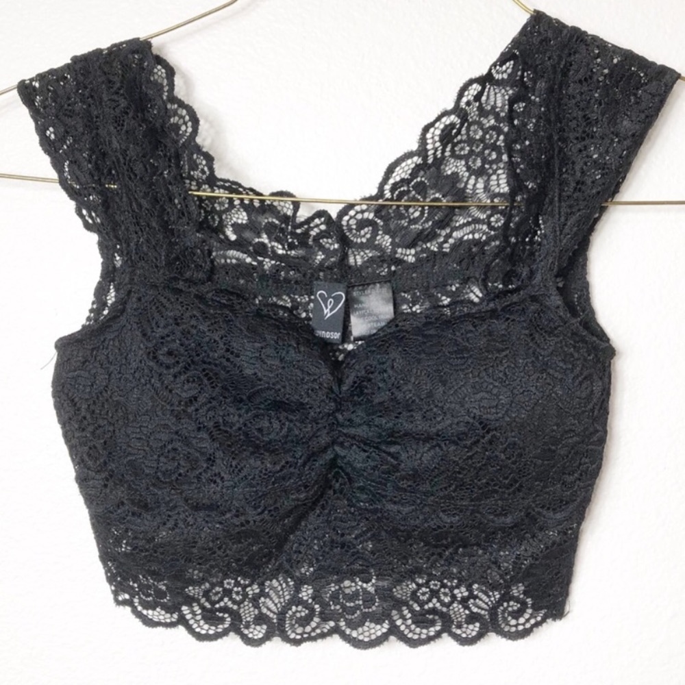2 Sheer lace padded black bralette bikini top - Picture 10 of 11